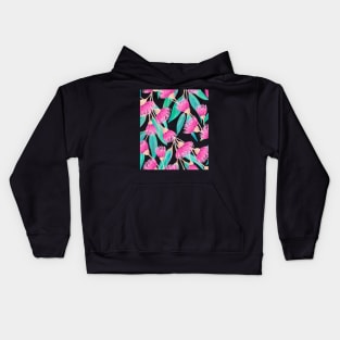 Eucalyptus with Pink Flowers Pattern Kids Hoodie